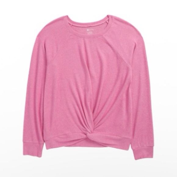 Zella Girl Other - Zella Girl Supersoft Twist Front Long Sleeve Top Pink Heather Size S 7/8